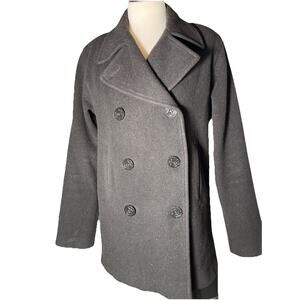 J. Percy Wool Pea Coat - With Anchor Buttons Double Breasted Made In USA- 2